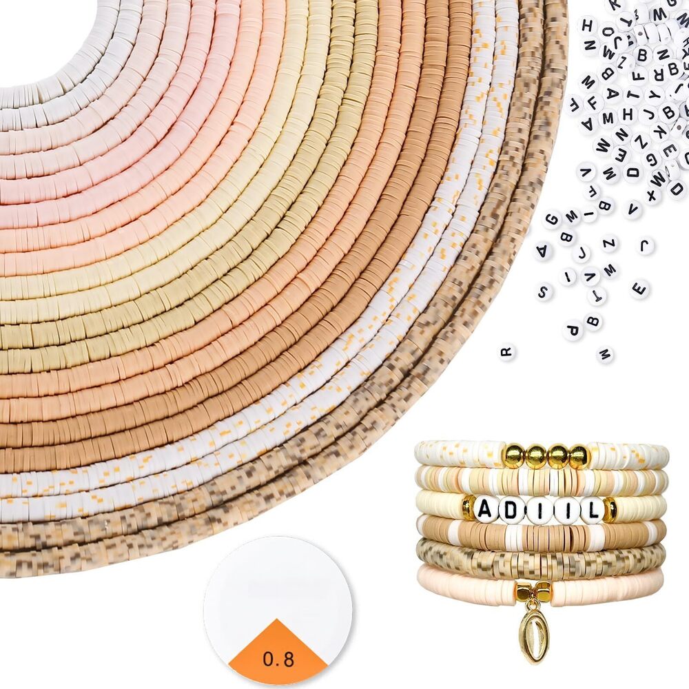 3517 7200pcs Clay Beads Bracelet Making Kit, 6mm Polymer Heishi Beads